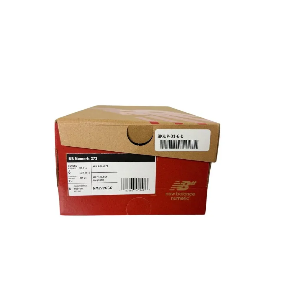 New Balance Numeric 272 Men's Casual Skate Shoes White Black Size 6 NWT Box